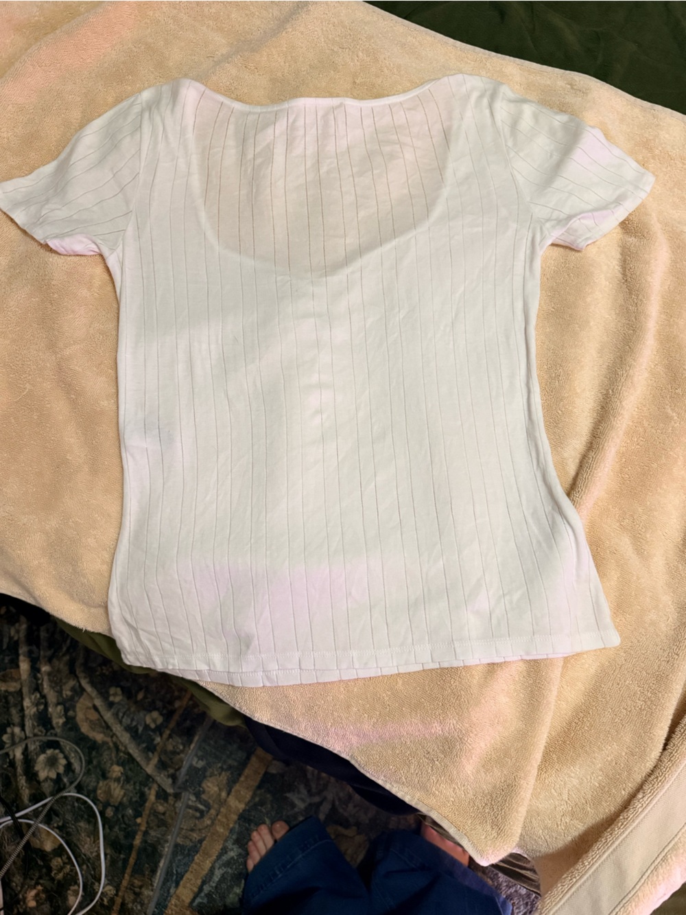 Sezane White Short Sleeve Ribbed Scoop Neck Tee - Picture 12 of 13